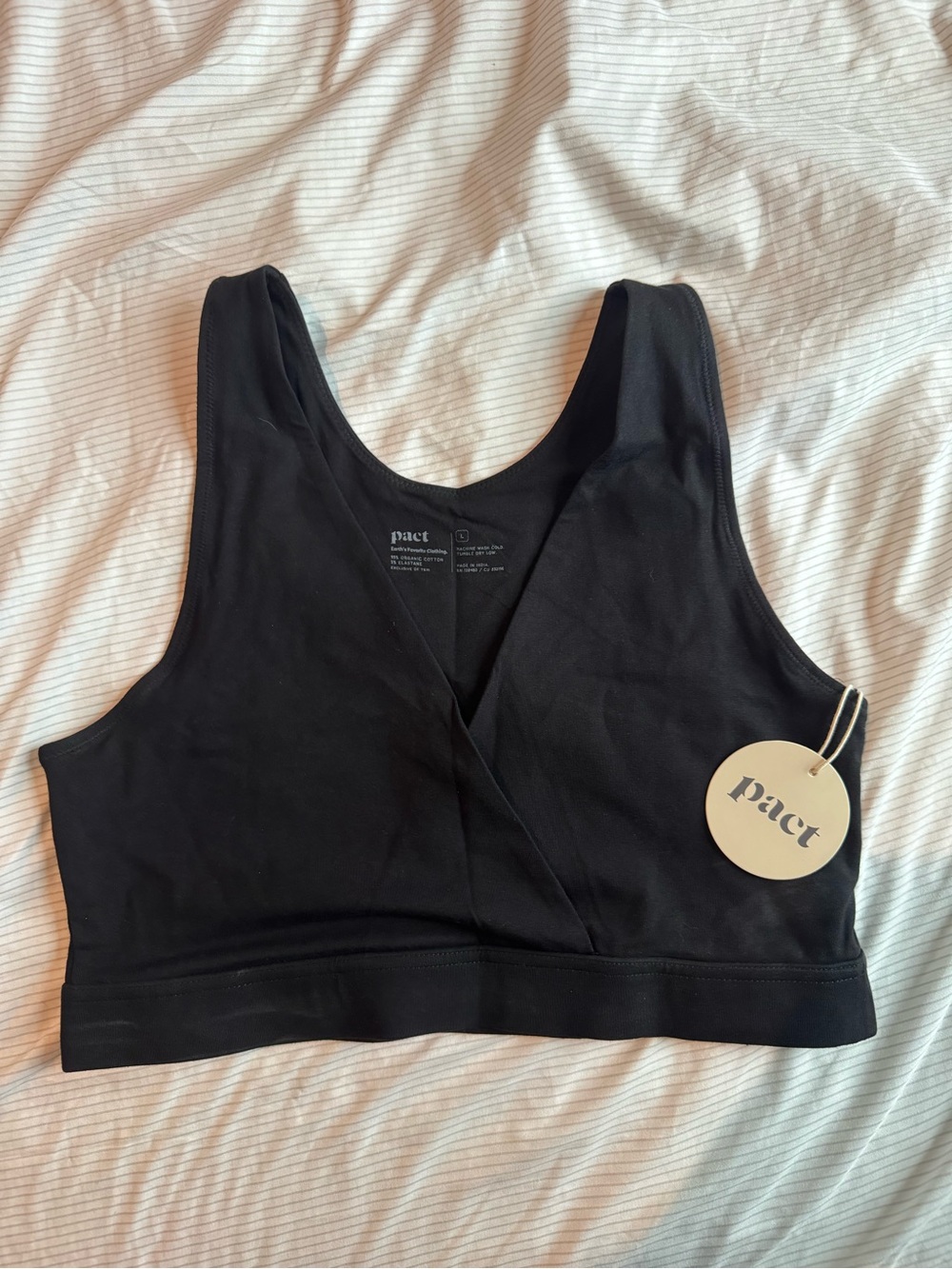 Women's Pact Organic Maternity Nursing Bralette Black Large NWT